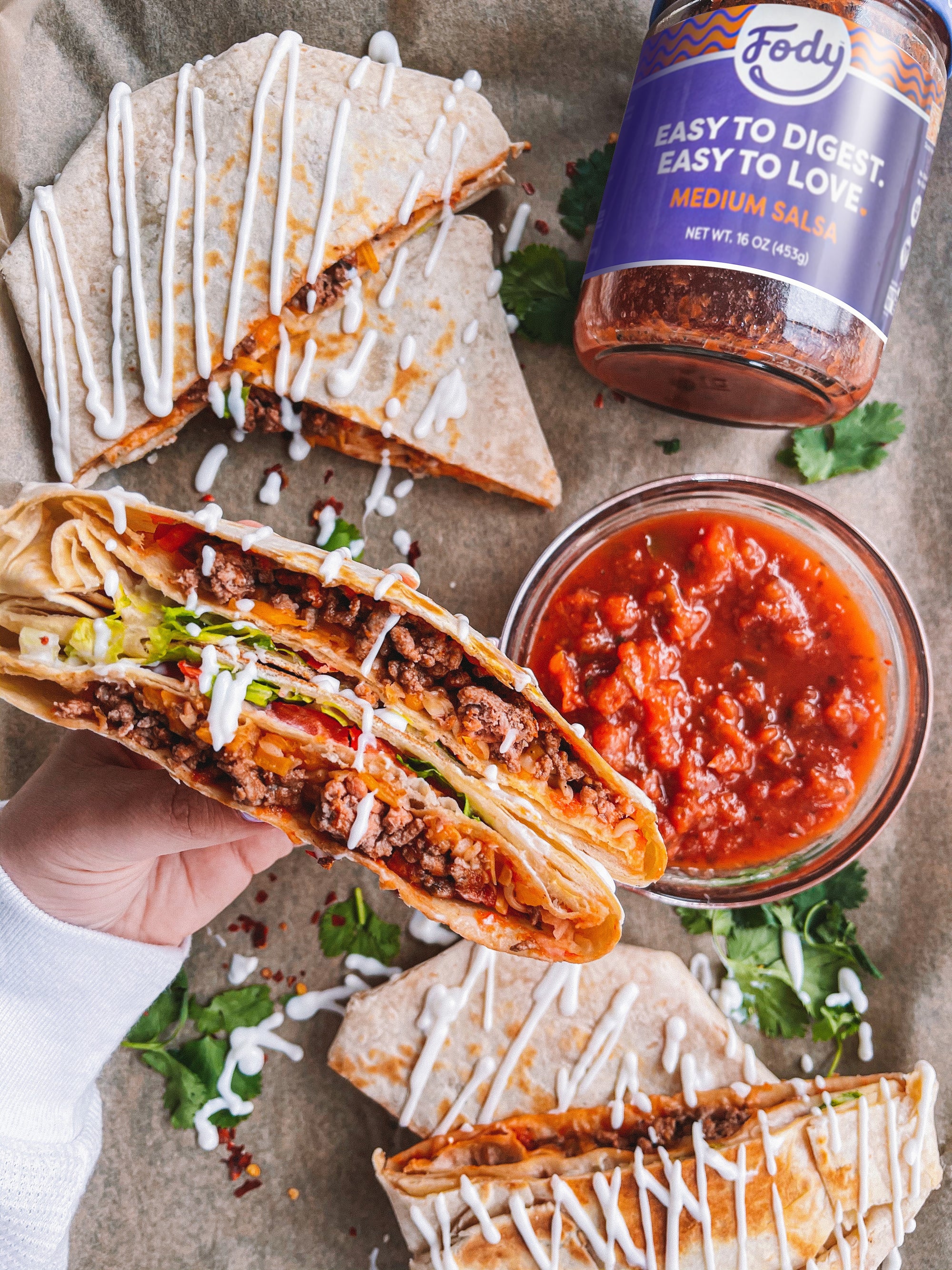 fody crunchwrap supreme recipe with low FODMAP salsa