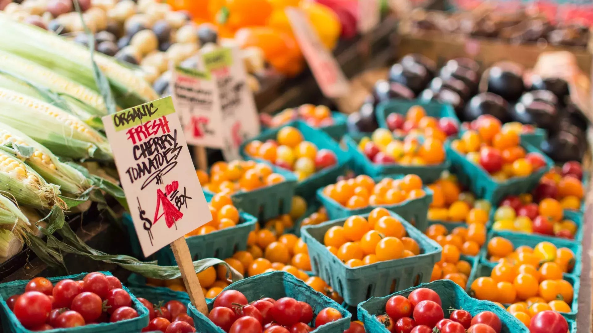 Organic vegetables for sale in a farmer's market