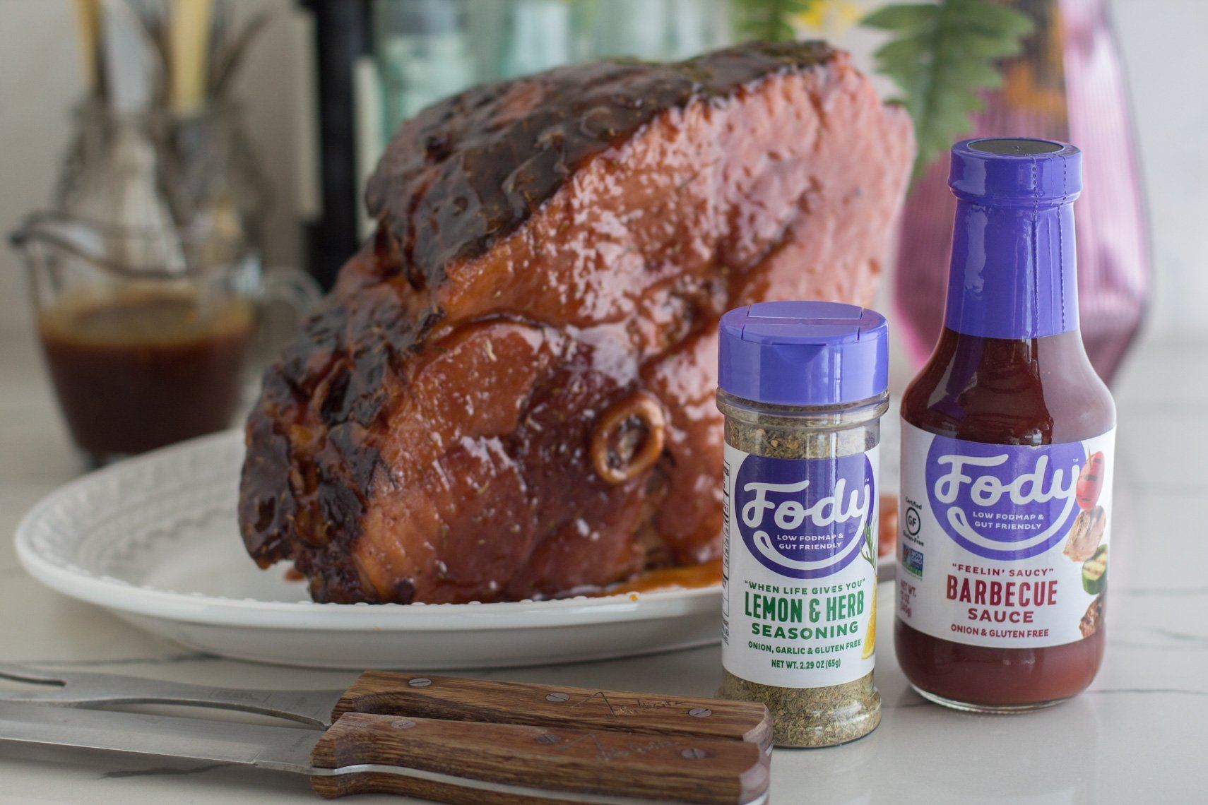 Low FODMAP Brown Sugar BBQ Mustard-Glazed Ham
