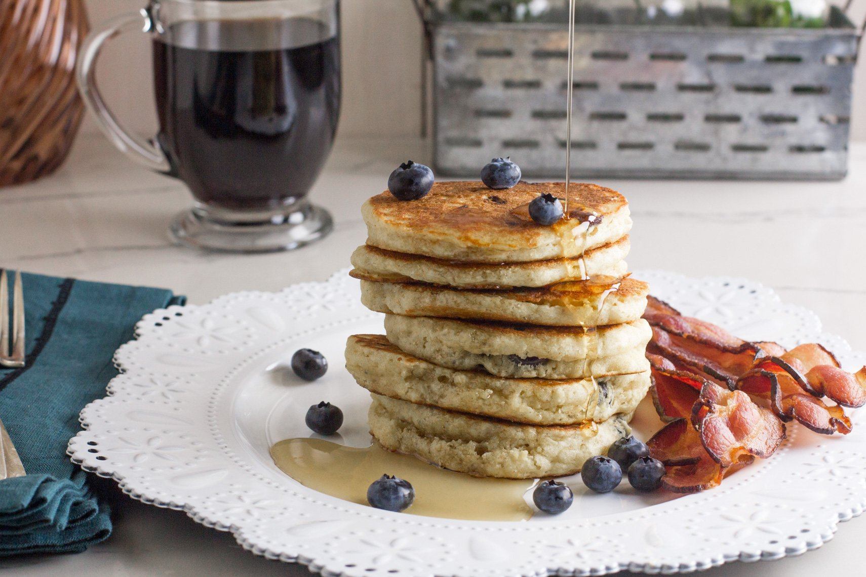 Fody Low FODMAP Cornmeal Blueberry Pancakes