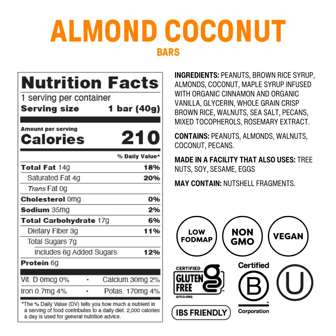 Almond Coconut Snack Bars - Box of 12