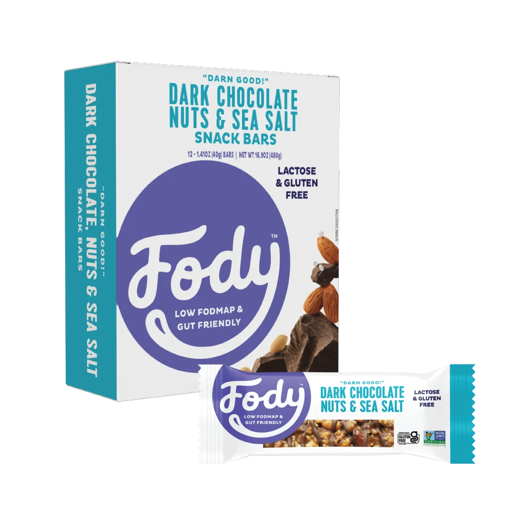 Fody Foods Low FODMAP Dark Chocolate Nuts & Sea Salt Bars (Box of 12)