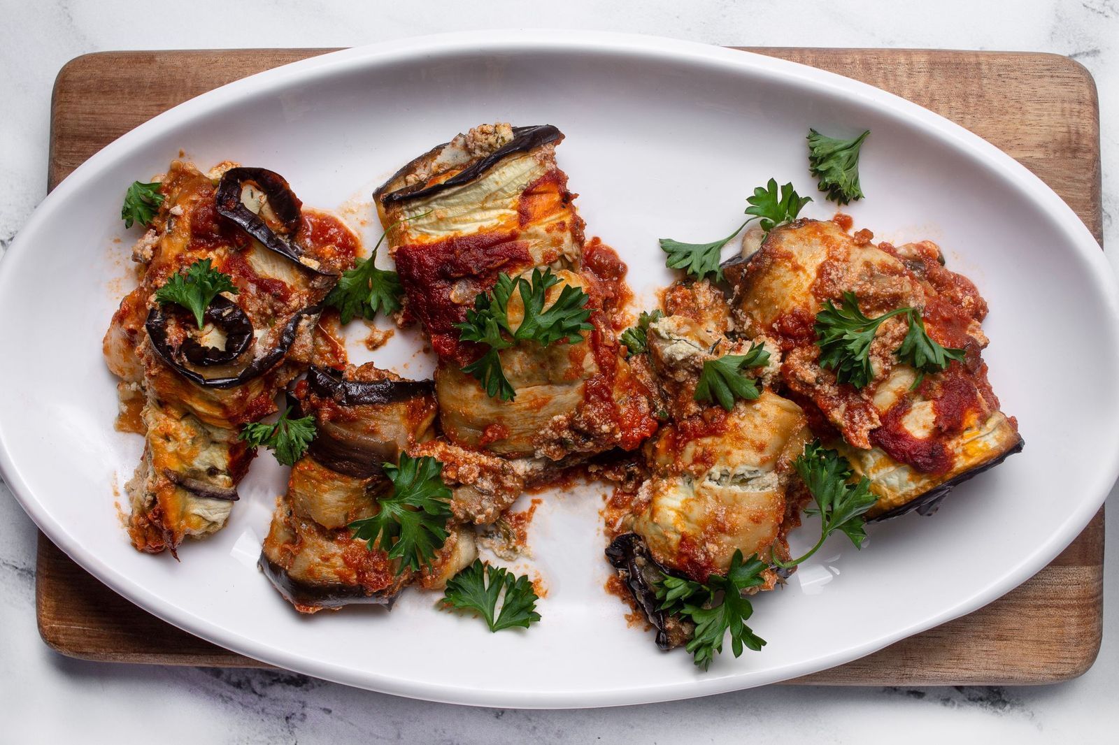 Fody's Eggplant Rollatini with Vegan Bolognese