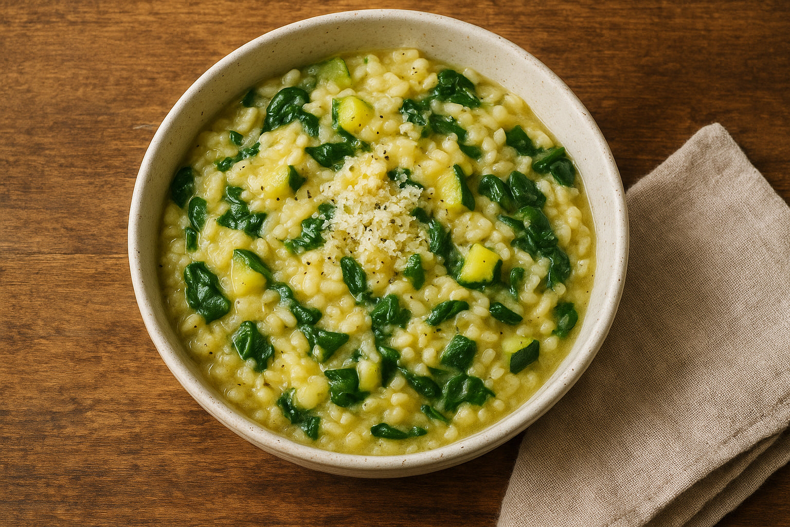 Fody's Low FODMAP Italian Herb Risotto with Zucchini & Spinach