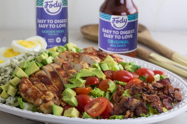 Fody's Low FODMAP Chicken Cobb Salad with BBQ Sauce