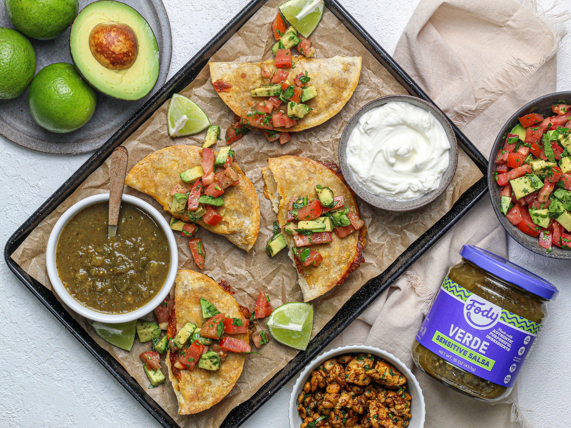 Tempeh & Cheese Baked Tacos with Avocado Salsa