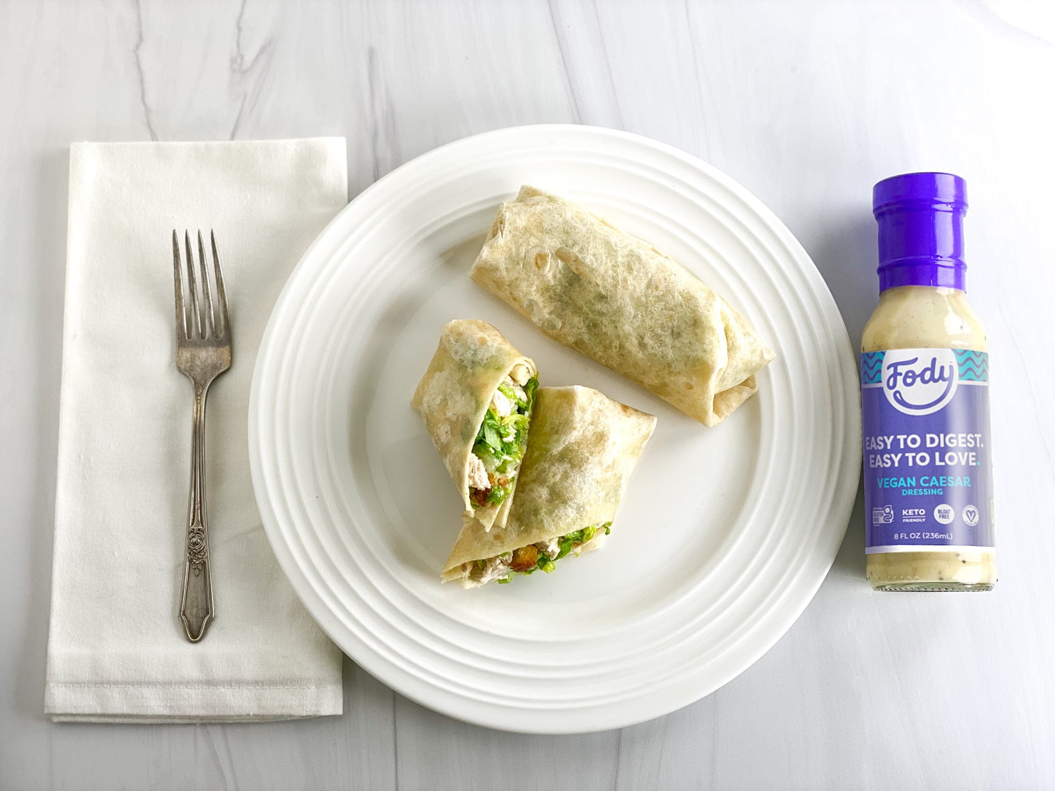gluten-free chicken caesar wraps with Low FODMAP caesar dressing