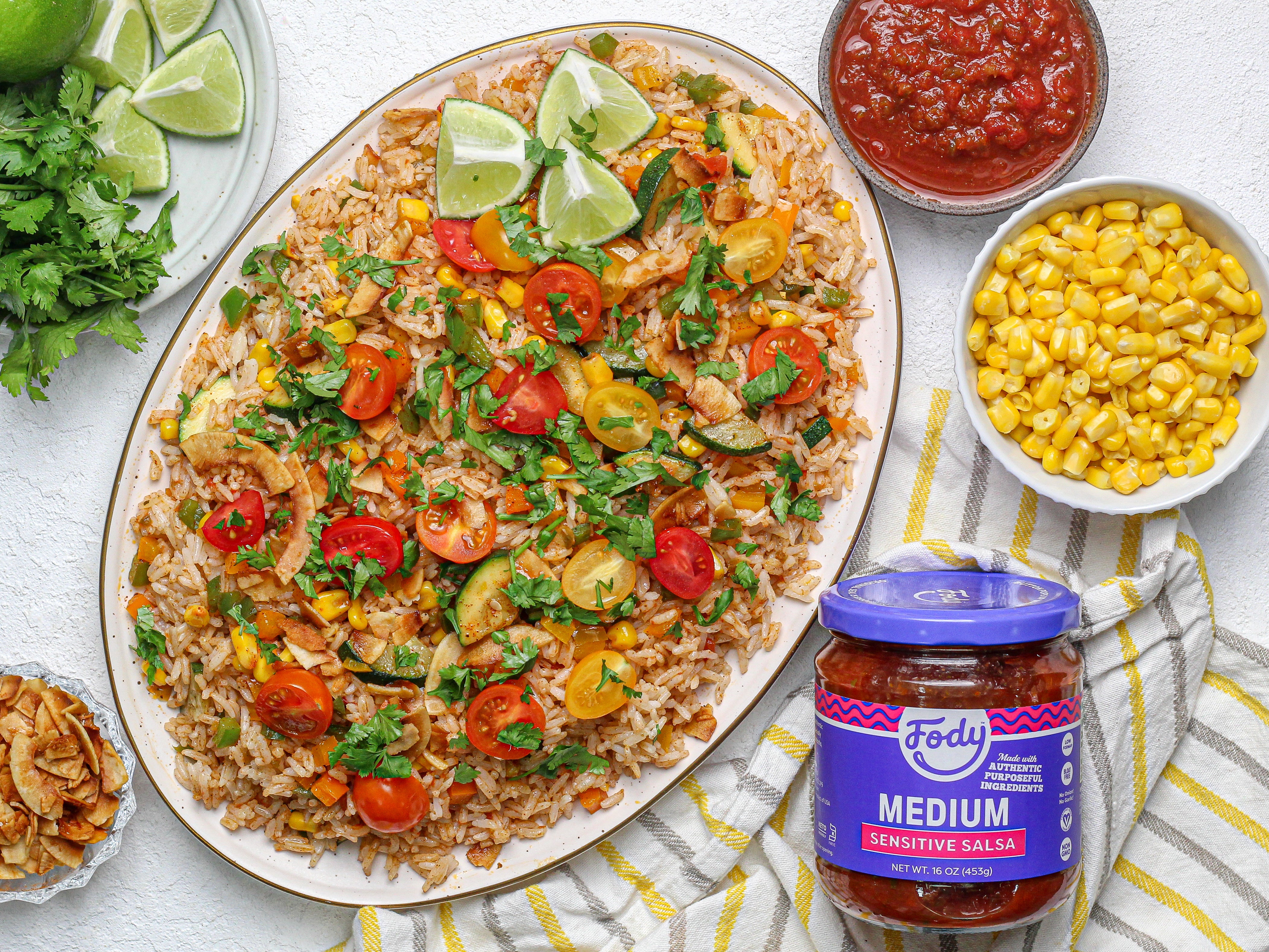 Folabi Rice Vibrant Low FODMAP Veggie Fiesta Coconut Rice Recipe | Fody Foods