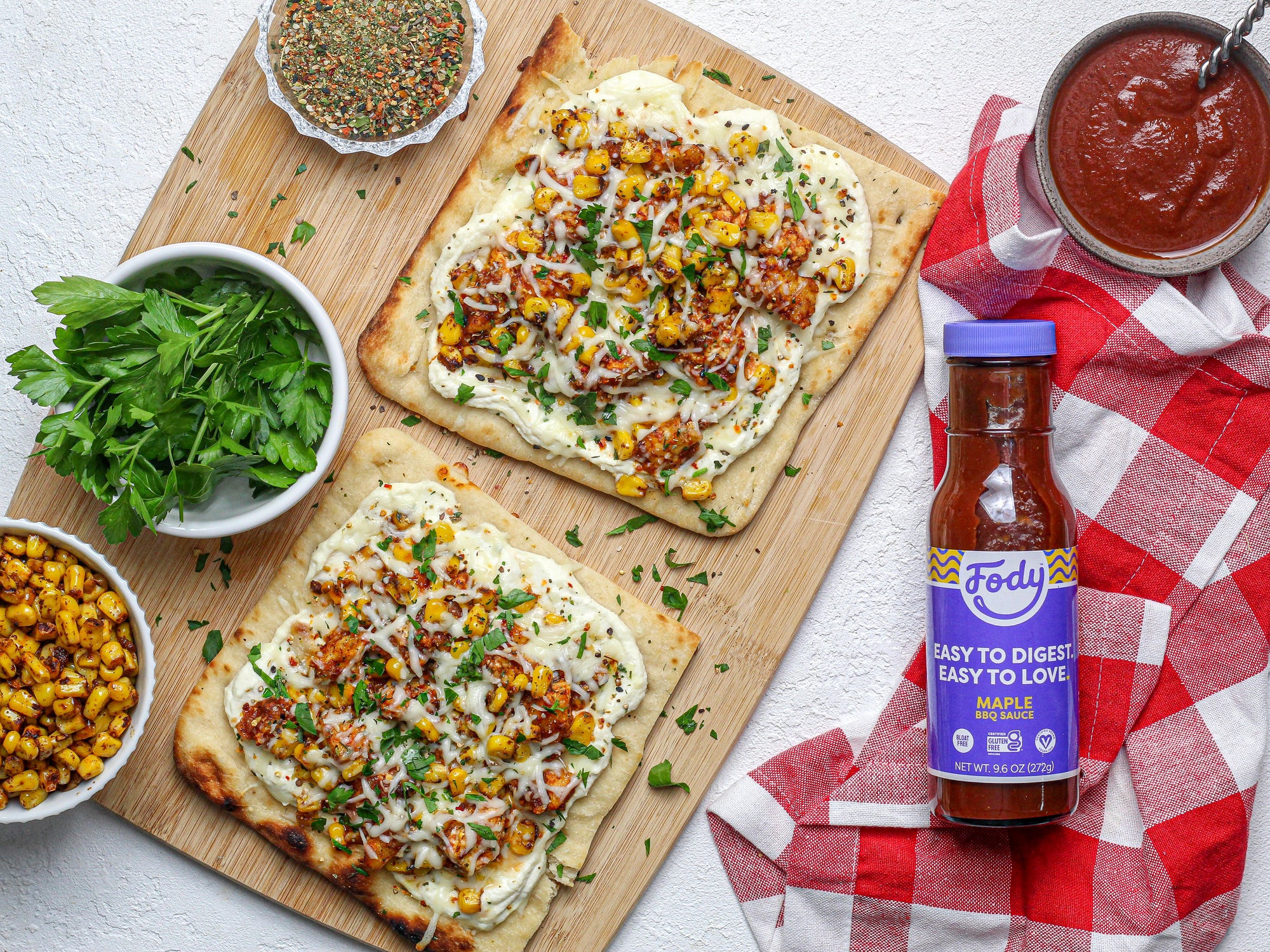 Fody’s Low FODMAP Flatbread Pizza with Grilled Maple BBQ Tofu