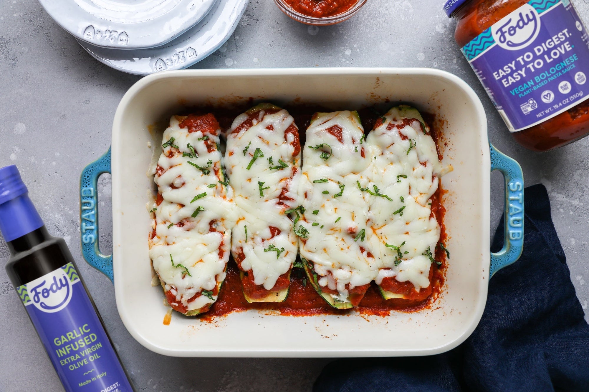 Fody's Low FODMAP Lasagna Zucchini Boats