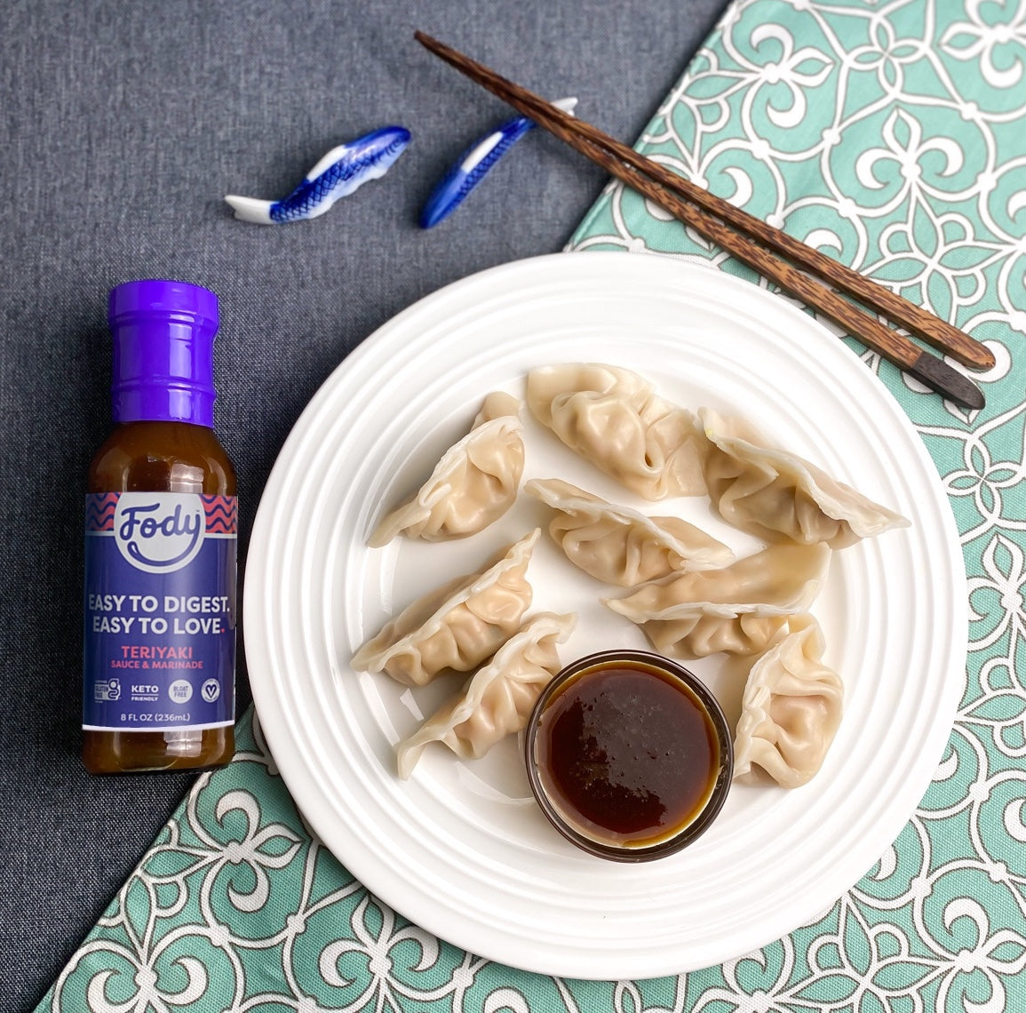 Homemade Pork Dumplings with Low FODMAP Teriyaki Sauce