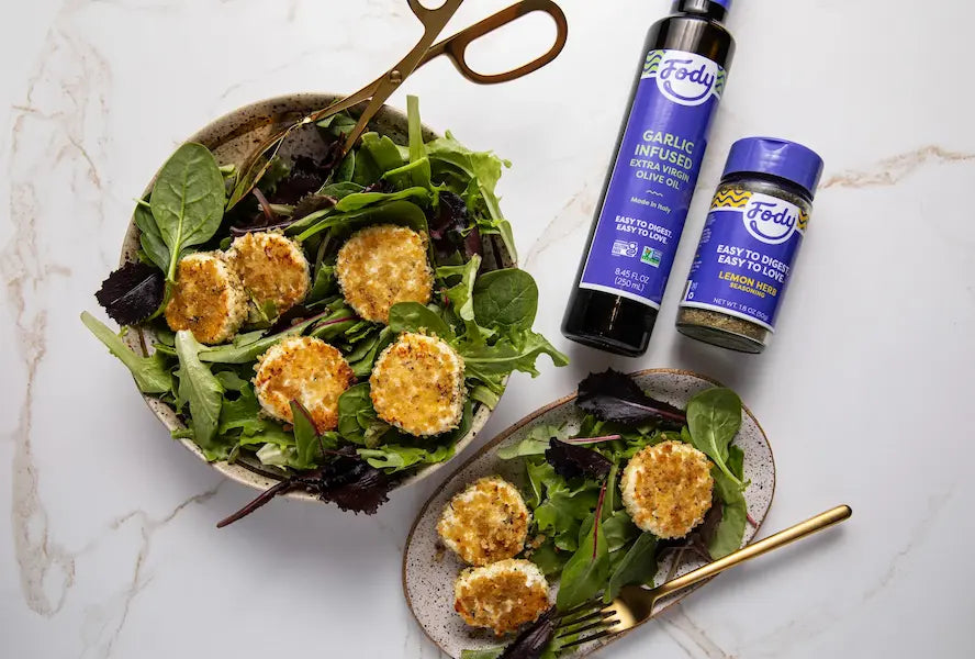 Low FODMAP Cheese Recipe: Baked Goat Cheese With Greens