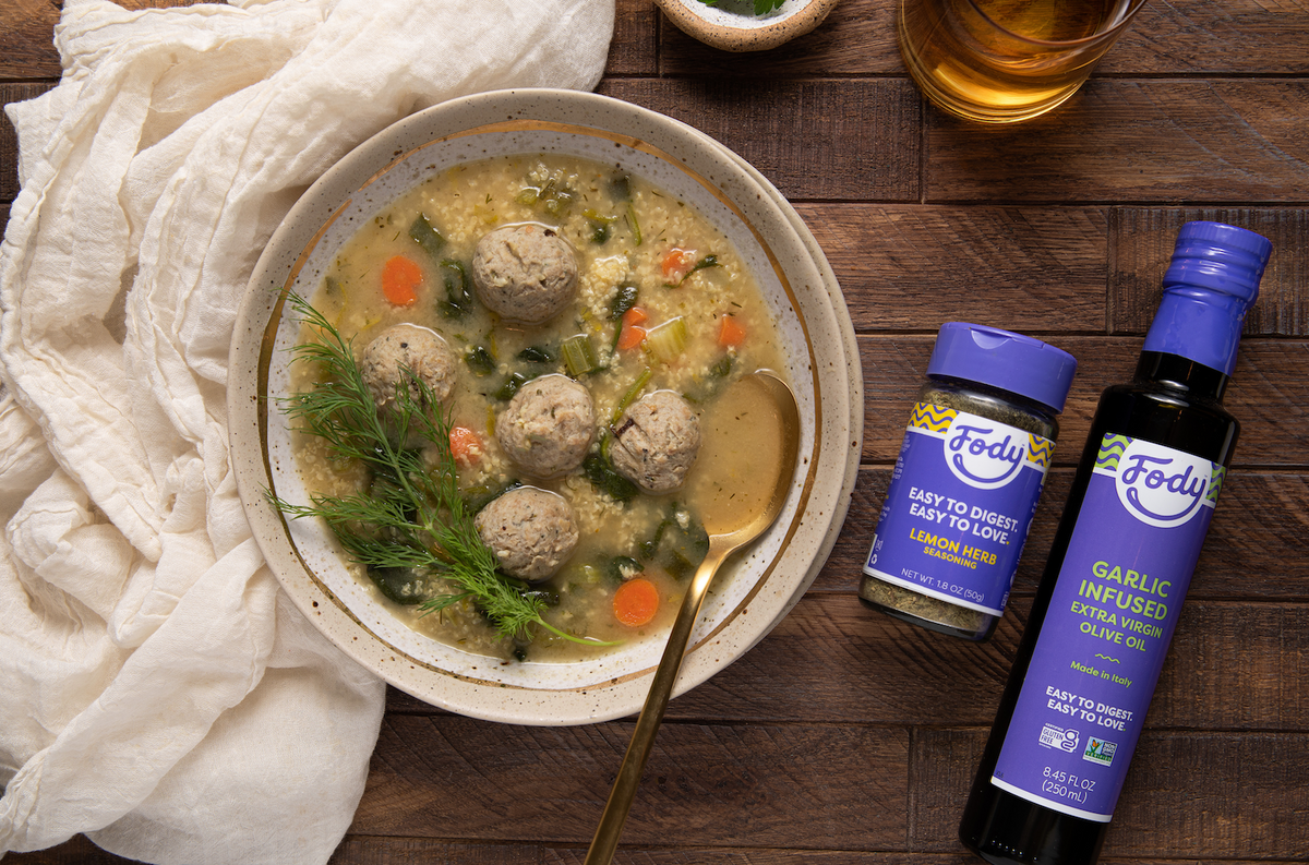 Fody's Chicken Meatball Low FODMAP Soup Fody Food Co. FODY Food Co