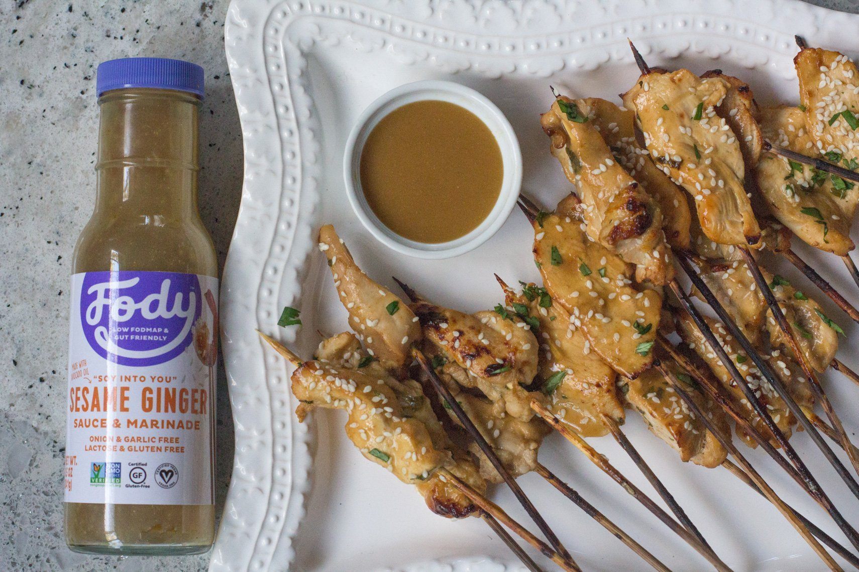 Fody's Sesame Ginger Low FODMAP Chicken Skewers