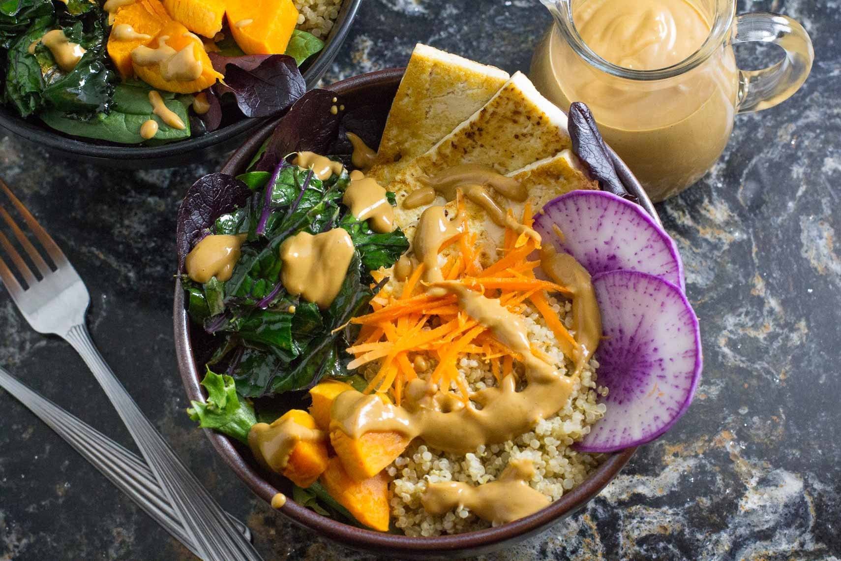 Low FODMAP Tofu & Kale Nourish Bowl