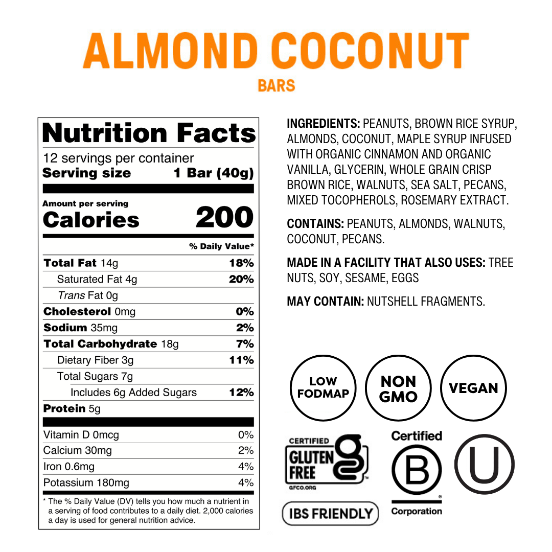 Almond Coconut Snack Bars - Box of 12