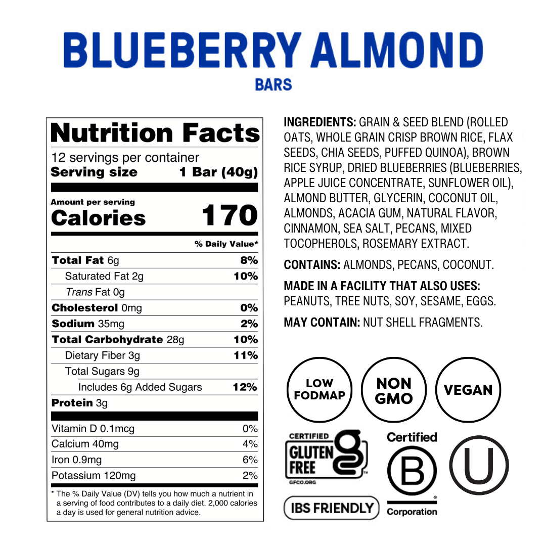 Blueberry Almond Snack Bars - Box of 12