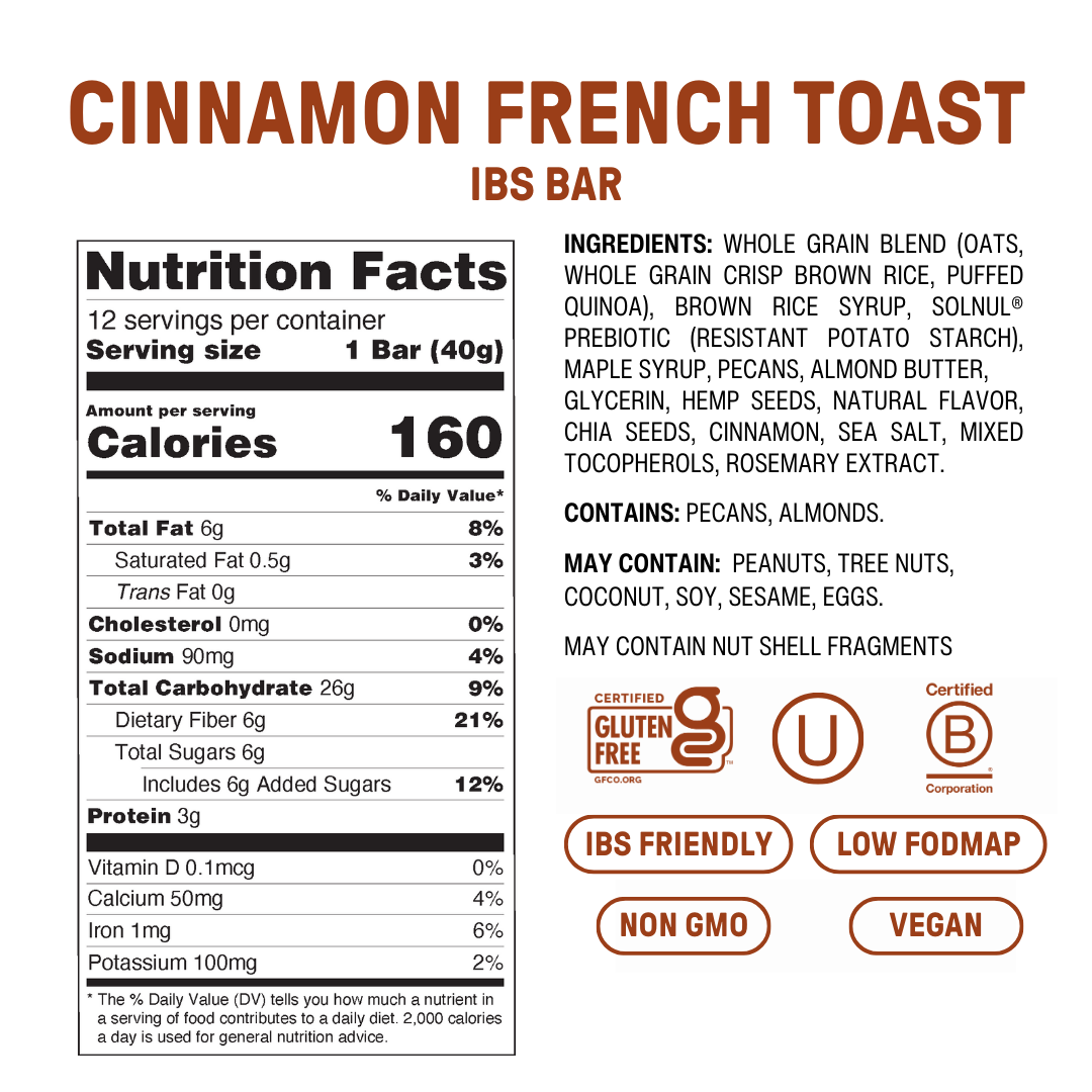 Cinnamon French Toast High Fiber Snack Bar - 12 Pack