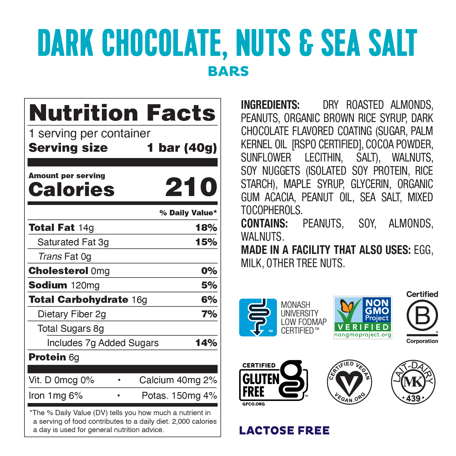 Dark Chocolate Nuts & Sea Salt Bars - Box of 4
