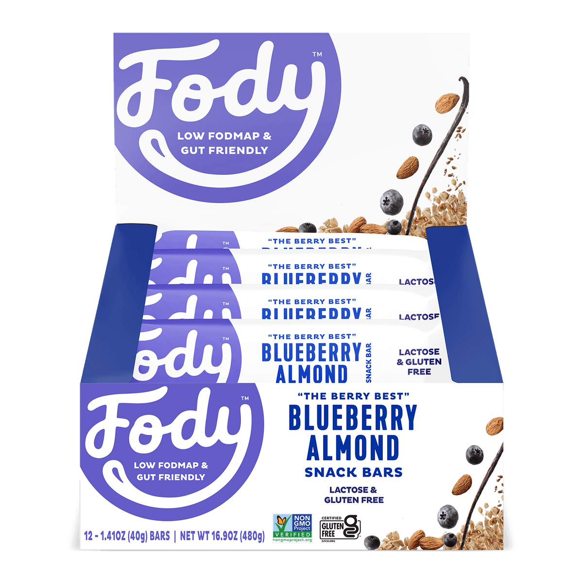 Low FODMAP Blueberry Yogurt Almond Crunch Pops Fody Foods FODY Food